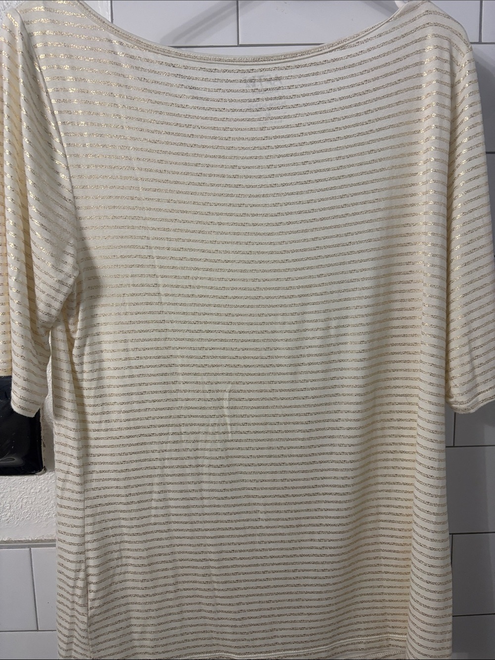 Apt. 9 Cream Tee with Metallic Gold Stripes - Picture 4 of 4